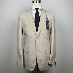 Tommy Hilfiger Mens Modern fit Suit Jacket Blazer 42 L Beige Solid Stretch‎